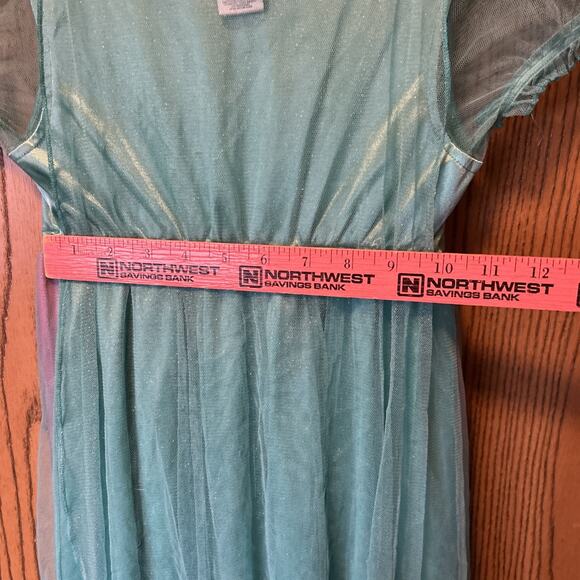 Disney Frozen Elsa Dress Girl’s M Teal Aqua Princess Costume Nightgown Sleepwear - Picture 5 of 6